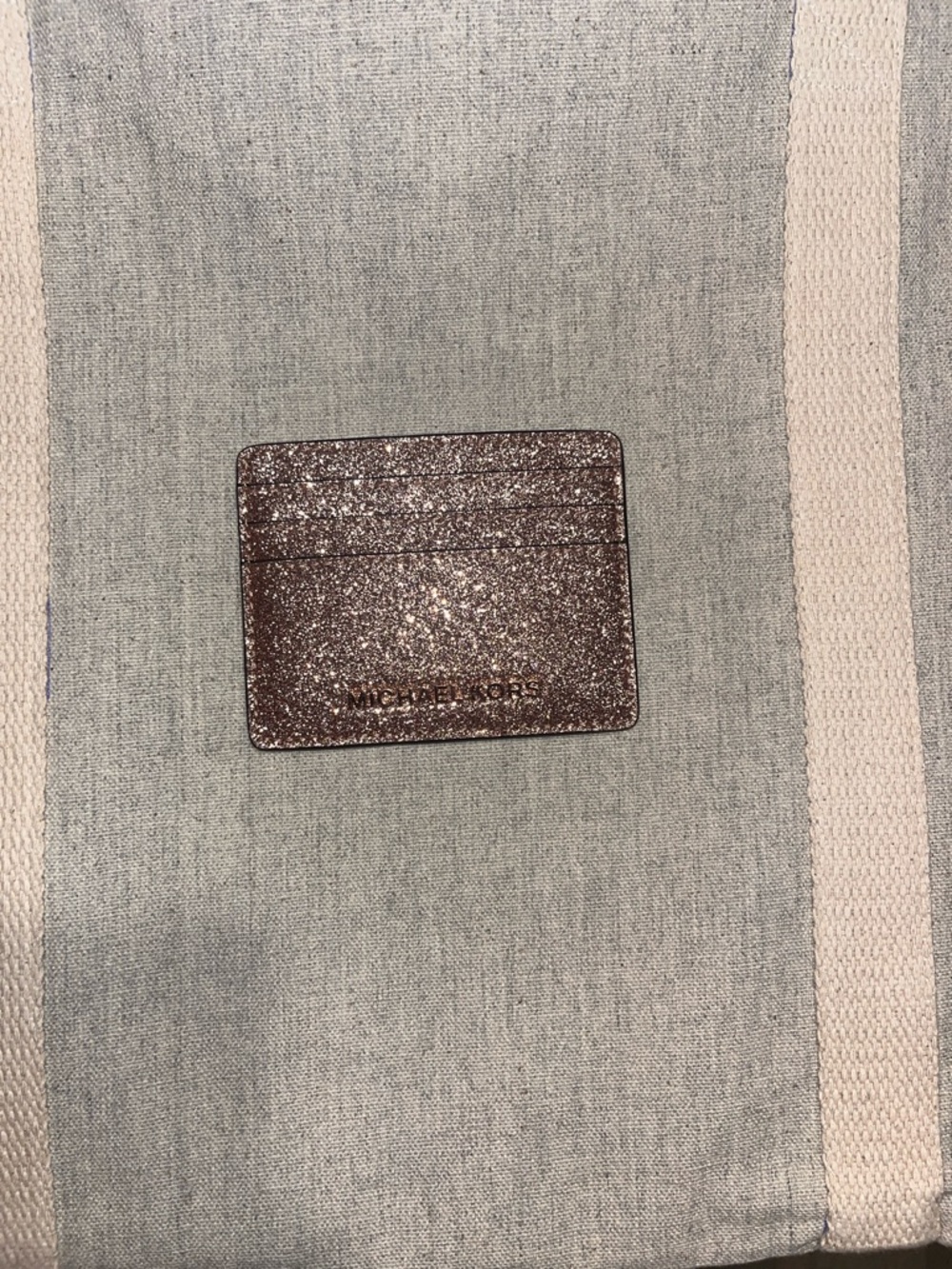 Michael Kors Glitter Card Holder in Rose Gold